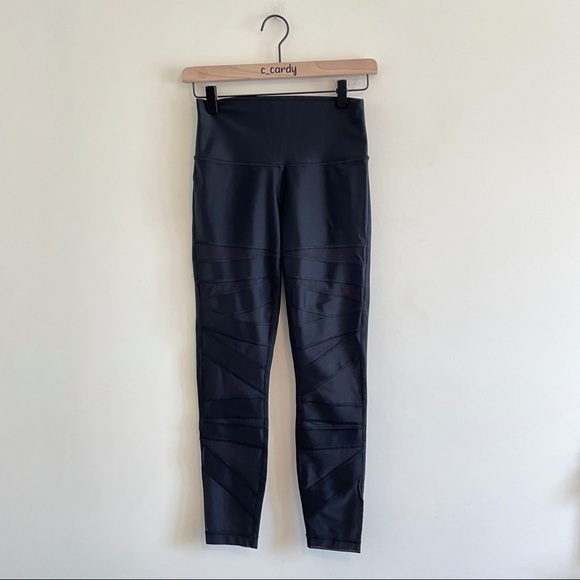 Lululemon High Times Shine Dot Mesh Leggings Black - Picture 1 of 8